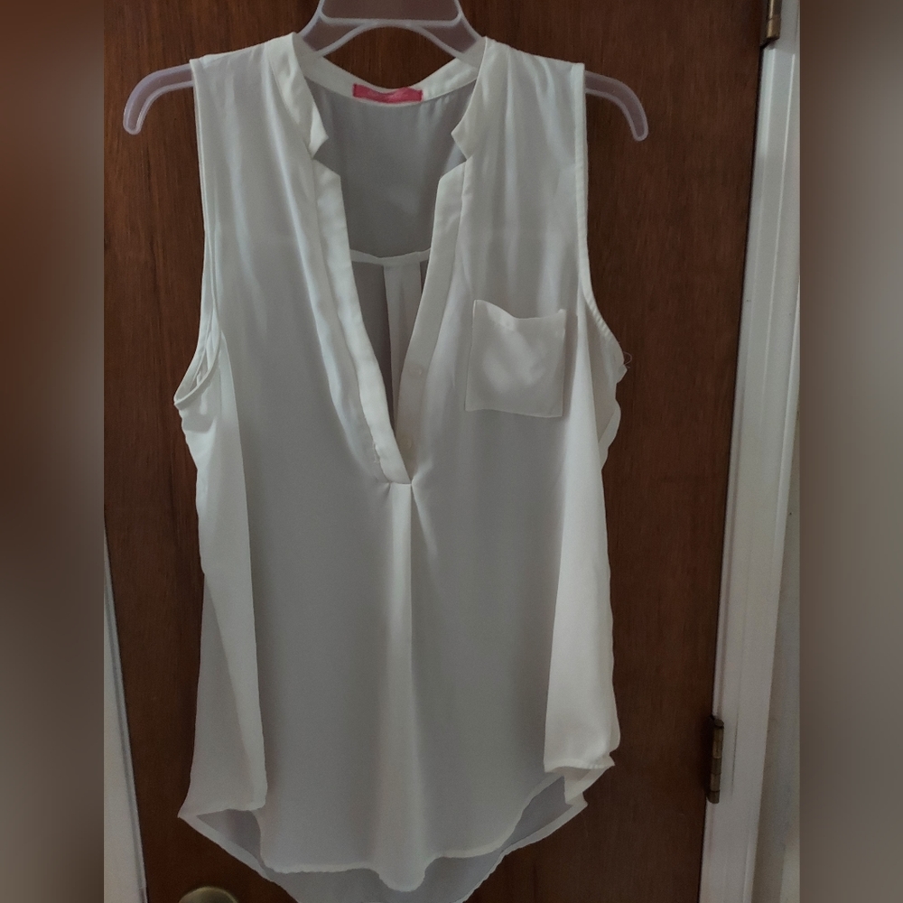White sheer dress shirt. Size L